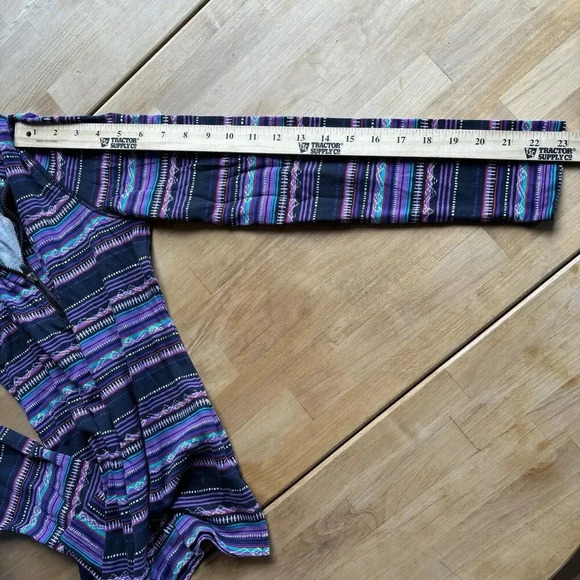 CHAPS SPORT LARGE Purple Multi-Color Striped Zip Mock Neck Western Shirt Jacket - Picture 9 of 10